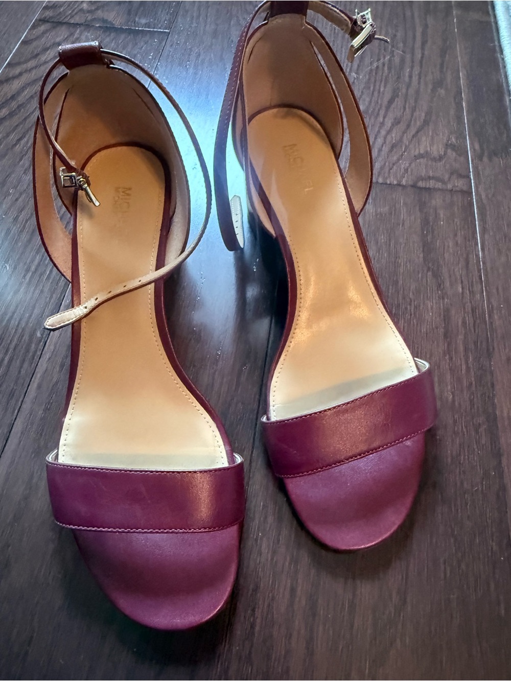 Michael Kors Burgundy Open-Toe Ankle-Strap Heels